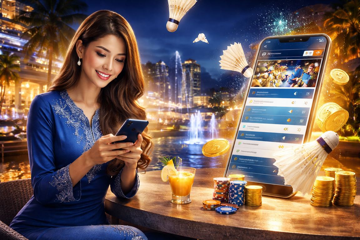 Pemain menggunakan mudah alih untuk jackpot di kawasan Genting Highlands